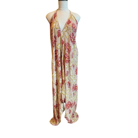 Sun Child Classic Silk Dress One Size Red Sunflower - Picture 1 of 3